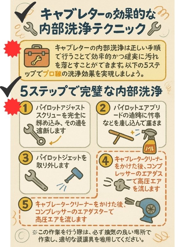 発電機キャブレターの清掃手順図解