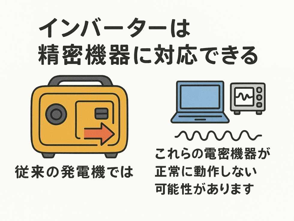 インバーター発電機の特長を図解で説明