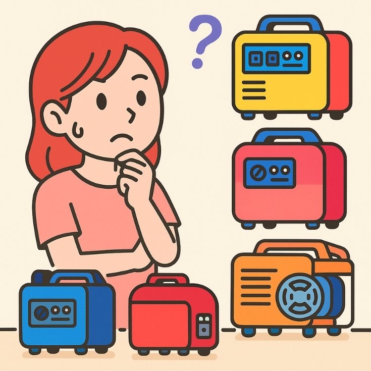 発電機の種類が多くどれを選ぶべきか悩んでる女性