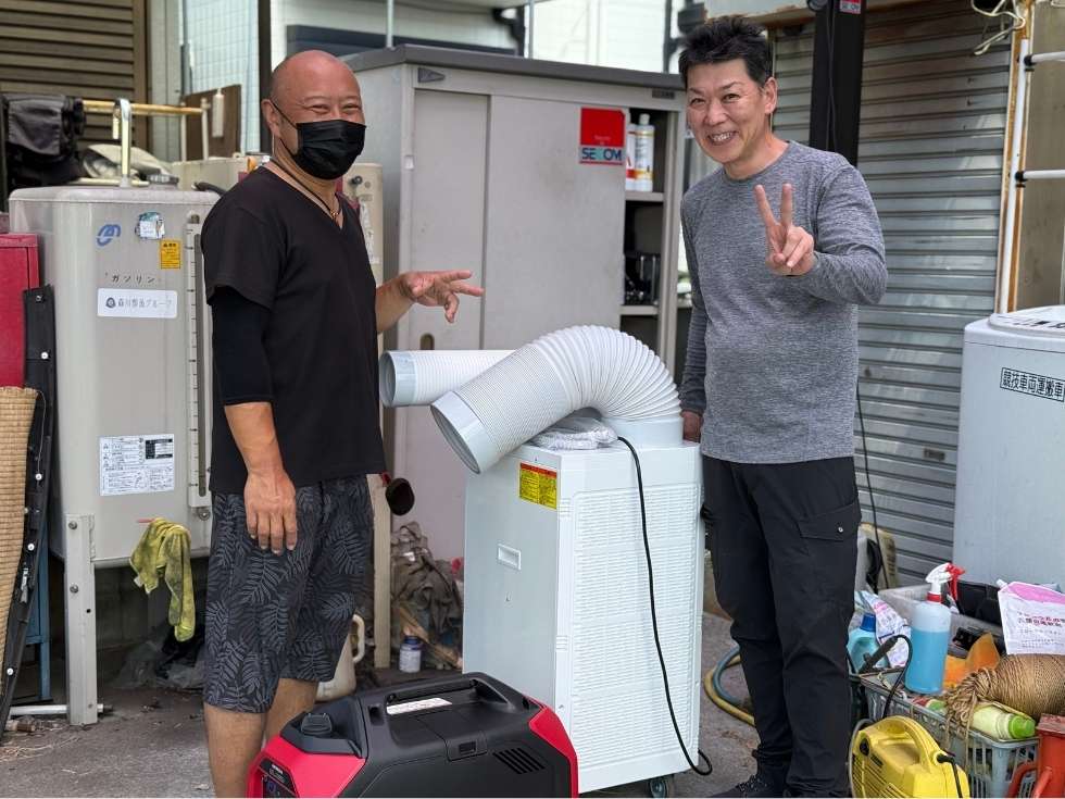 並木自動車にレンタルしたスポットクーラー
