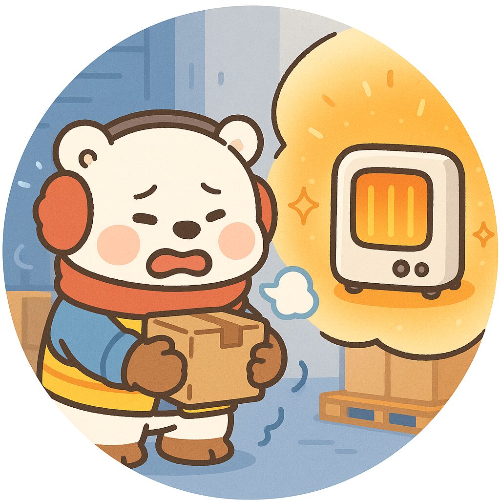 寒さに震えるクマの様子