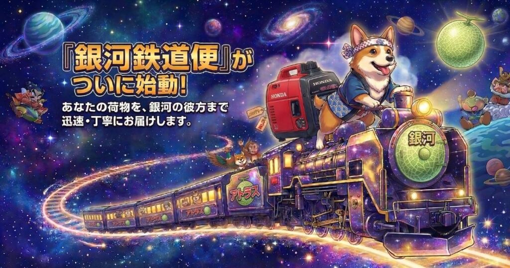 アトラスの夜間急行便「銀河鉄道便」のイラスト