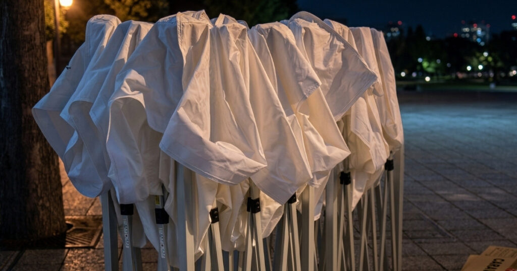 港区のイベントに設営したワンタッチテント