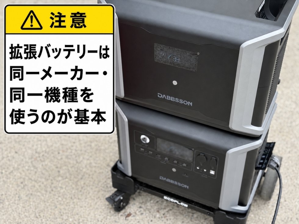 DABBSSON DBS2300 Plusをエクストラバッテリーと接続