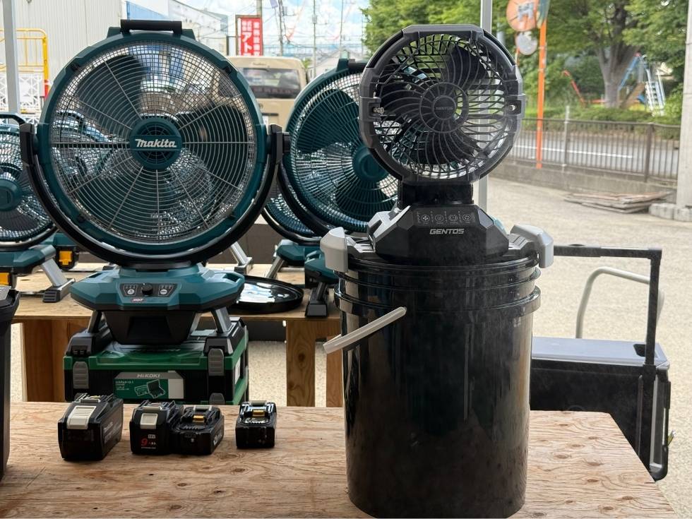 マキタCF003GZ充電式扇風機とSPF-02Rを組み合わせた暑さ対策セット